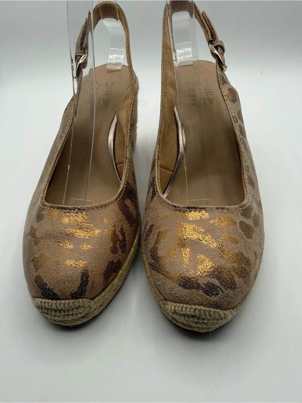 Naturalizer Metallic Floral Espadrille Wedge Slingback Shoes Closed Toes Comfort